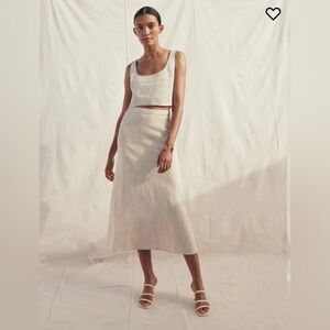 Reformation Silas Linen Skirt in Oatmeal